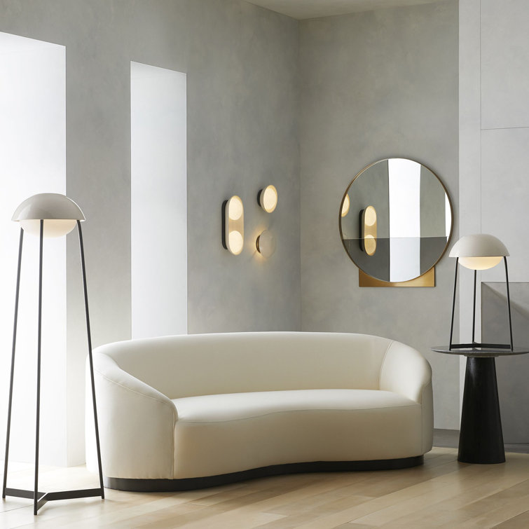 Round Gray Marble and Ebony Wood End Table