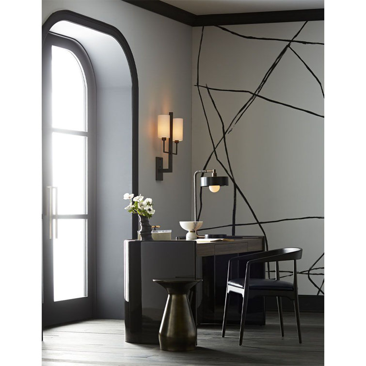 Aaron Black and Brass Arc Table Lamp with Marble Base