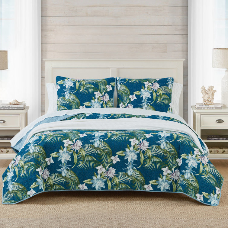 Coastal Breeze Full/Queen Blue Cotton Reversible Quilt Set