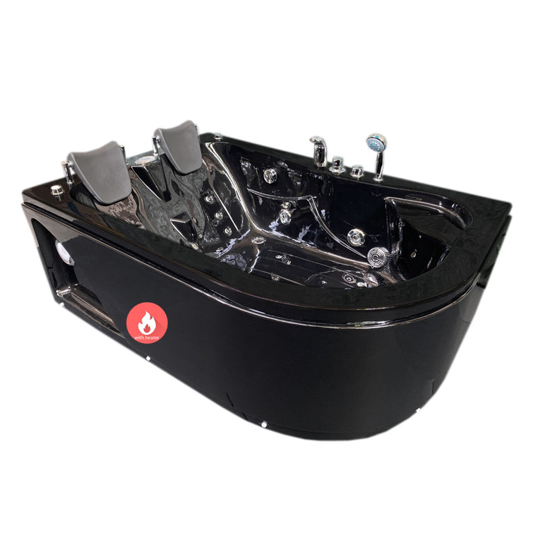 Black Semicircular Acrylic Whirlpool Bathtub with Jets