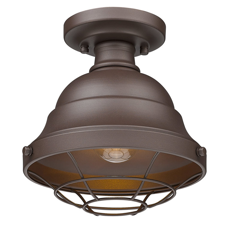 Textured Bronze Aluminum Indoor/Outdoor Semi-Flush Mount Light