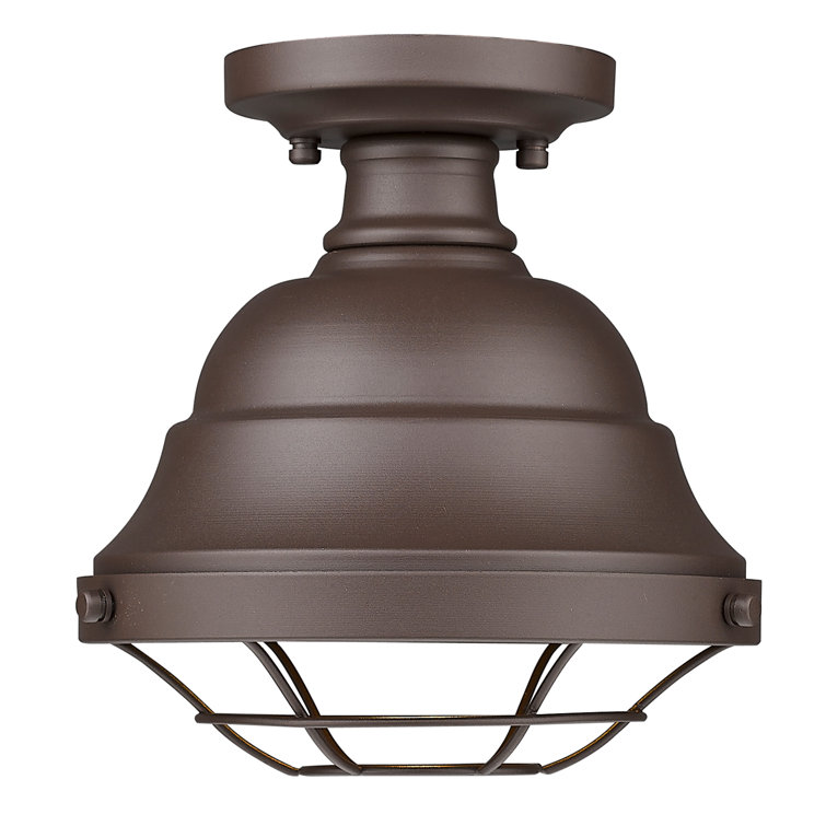 Textured Bronze Aluminum Indoor/Outdoor Semi-Flush Mount Light