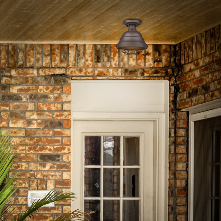 Textured Bronze Aluminum Indoor/Outdoor Semi-Flush Mount Light