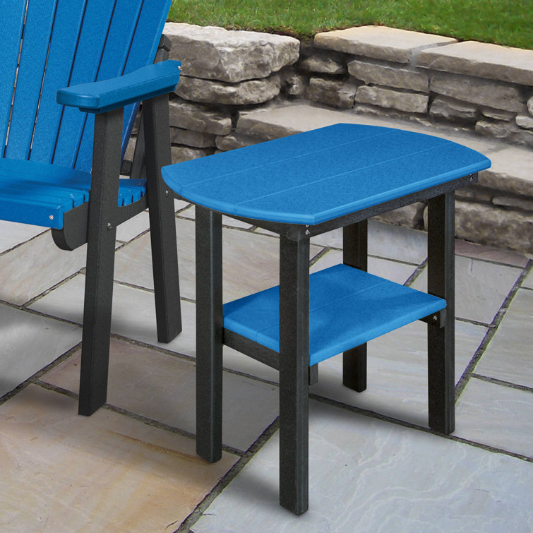 Coastal Haven Round End Table in Navy with Black Base