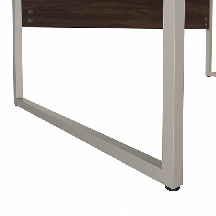 Modern Black Walnut 72" Computer Desk with Metal Legs
