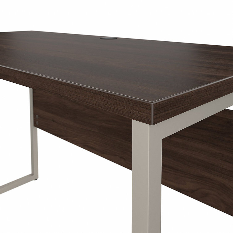 Modern Black Walnut 72" Computer Desk with Metal Legs