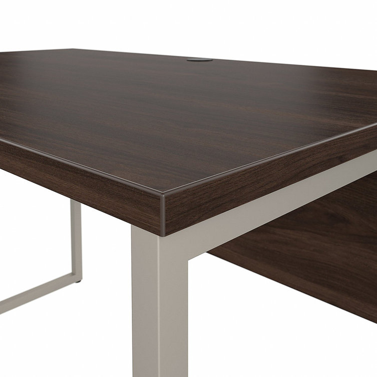 Modern Black Walnut 72" Computer Desk with Metal Legs