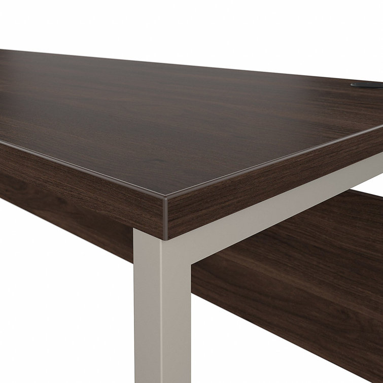 Modern Black Walnut 72" Computer Desk with Metal Legs