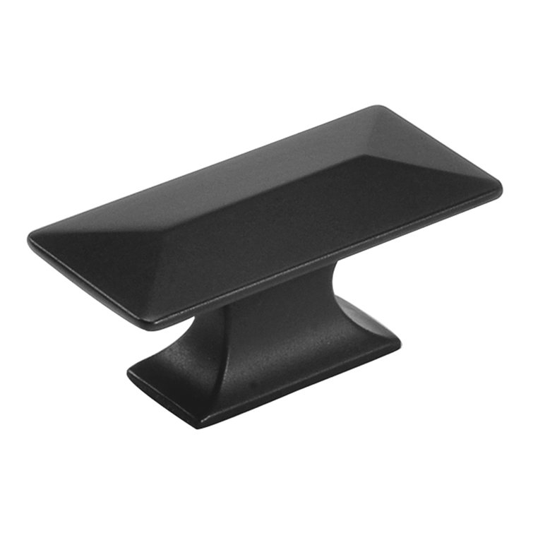 Matte Black Rectangular Cabinet Knob with Mounting Hardware