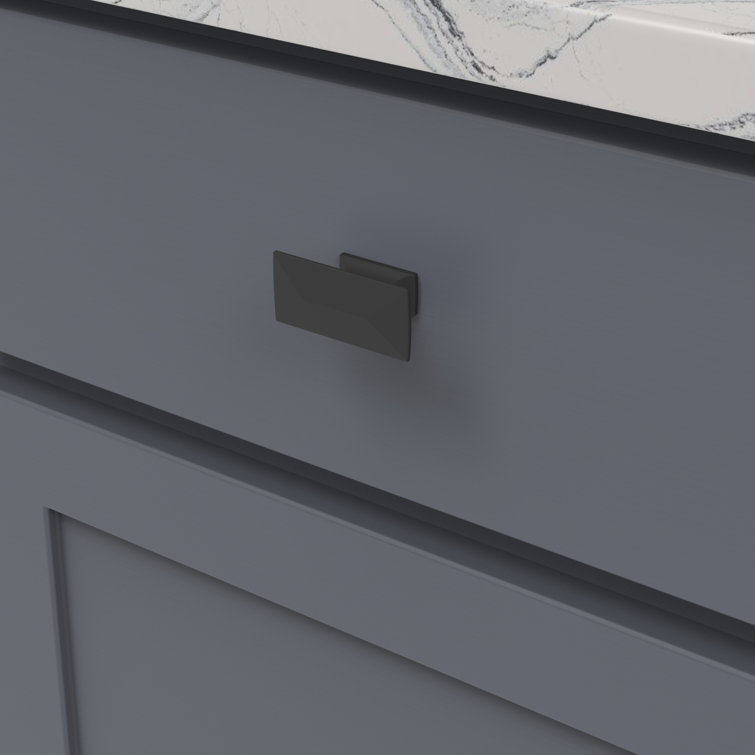Matte Black Rectangular Cabinet Knob with Mounting Hardware