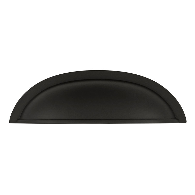 Matte Black Cup Pull with Mounting Hardware, 3 Inch