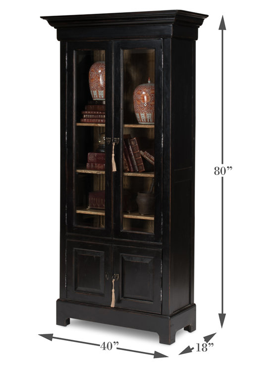 Ebony Black Adjustable Wood Traditional Bookcase