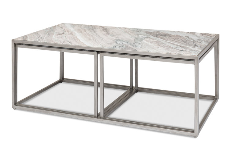 3-Piece Marble Top Nesting Coffee Table Set