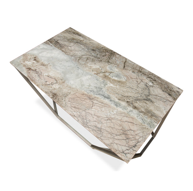 Rectangular Black Marble and Metal Coffee Table