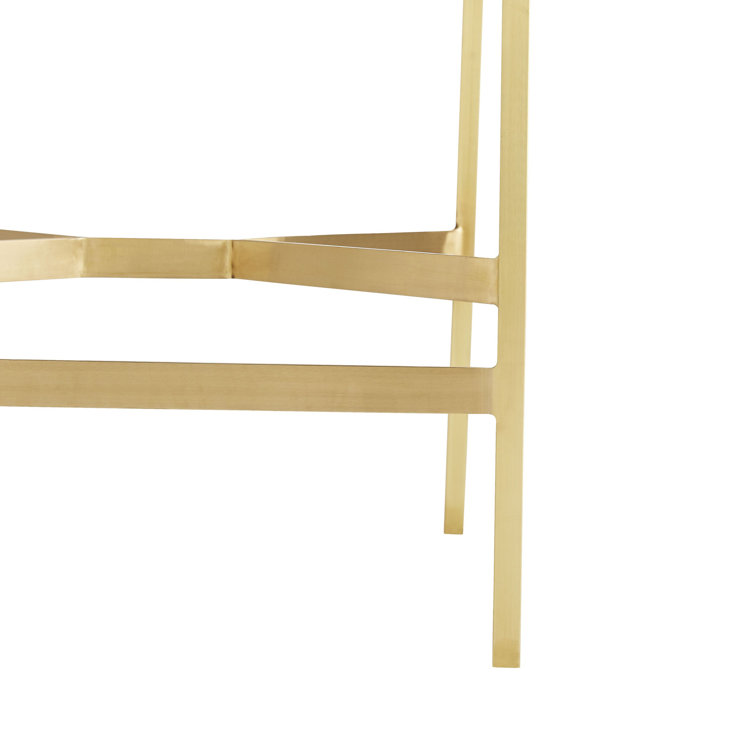 Gray Leather Counter Stool with Brass Base