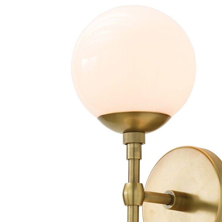 Polaris Dual-Orb Glass and Antique Brass Wall Sconce