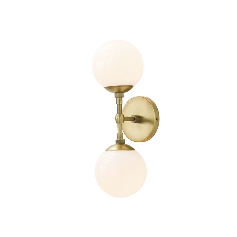 Polaris Dual-Orb Glass and Antique Brass Wall Sconce