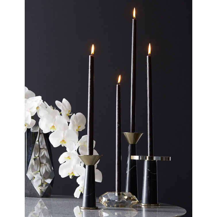 Clear Faceted Ceramic 3-Piece Candlestick Set