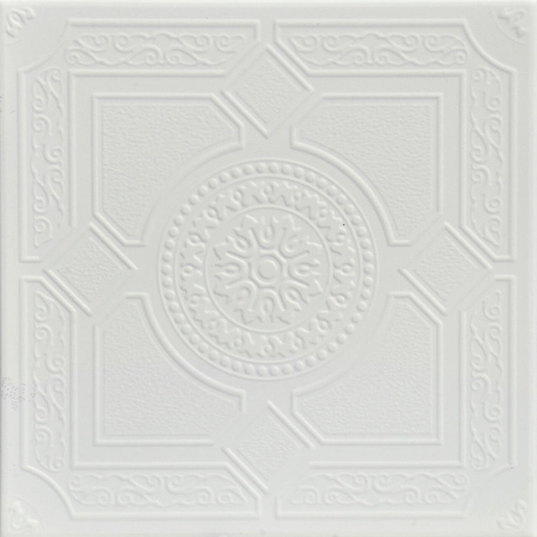 Victorian White Faux Tin Glue-Up Ceiling Tile, 2 x 2 ft