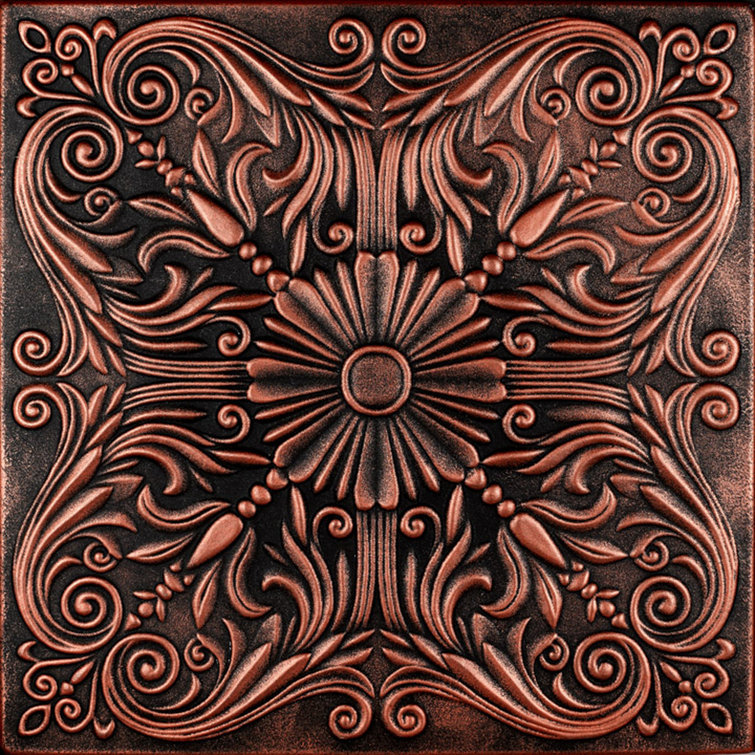Victorian Black Copper Faux Tin Glue-Up Ceiling Tile