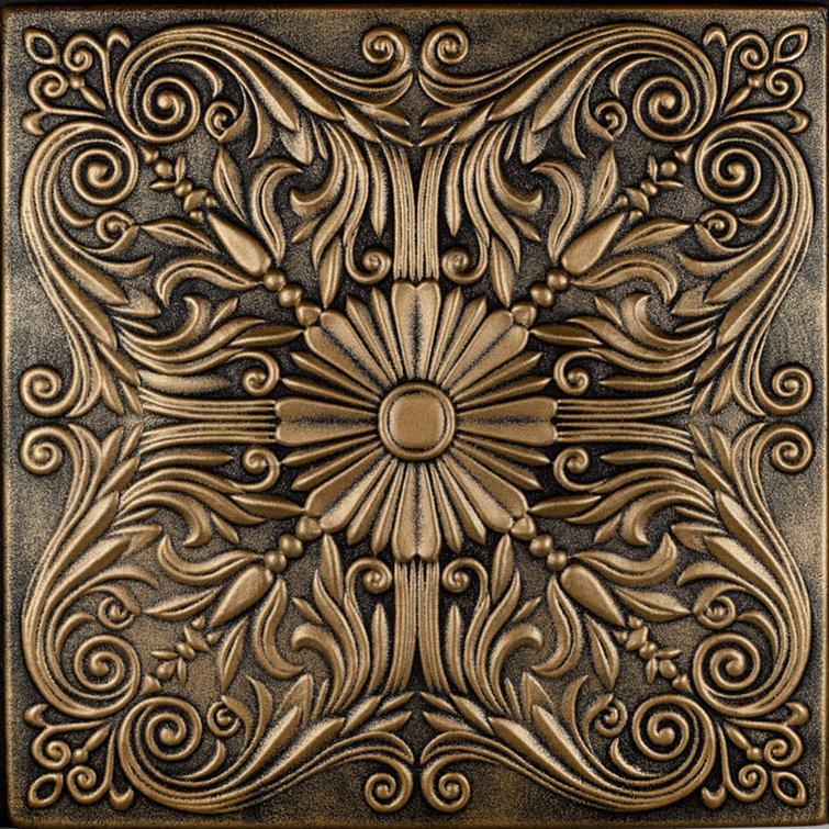 Antique Brass Victorian Faux Tin Glue-Up Ceiling Tile