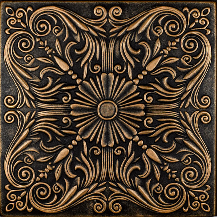 Victorian Black Gold Faux Tin Glue-Up Ceiling Tile