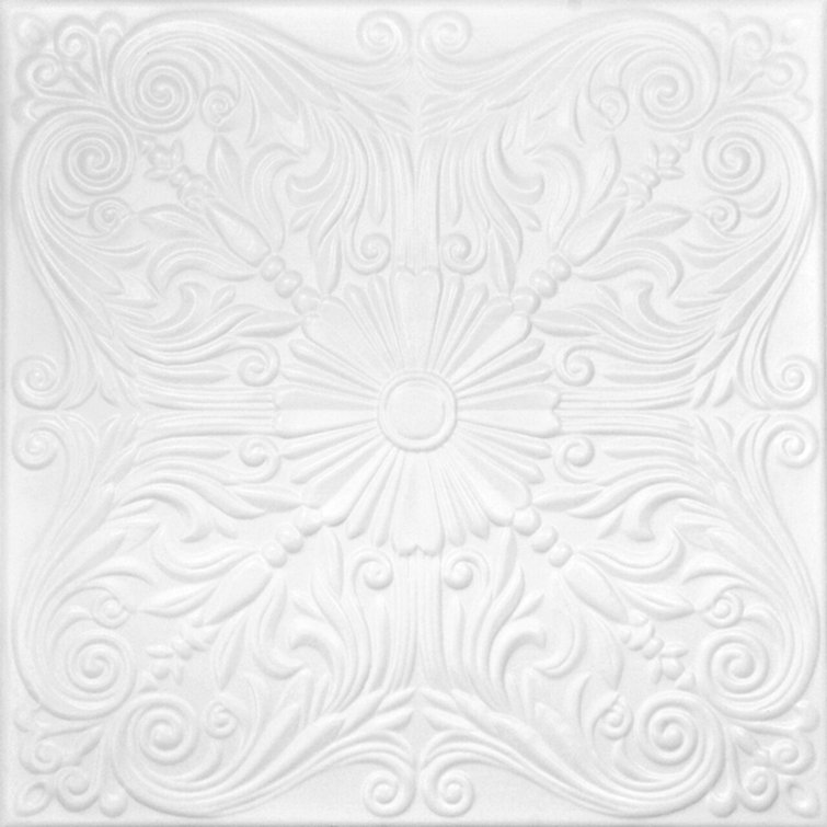 Victorian Ultra Pure White Polystyrene Glue-Up Ceiling Tile