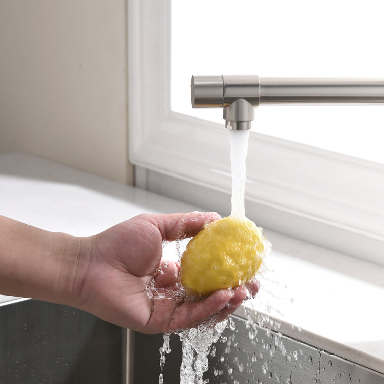 Brushed Nickel High-Arc Kitchen Faucet with Pull-out Spray