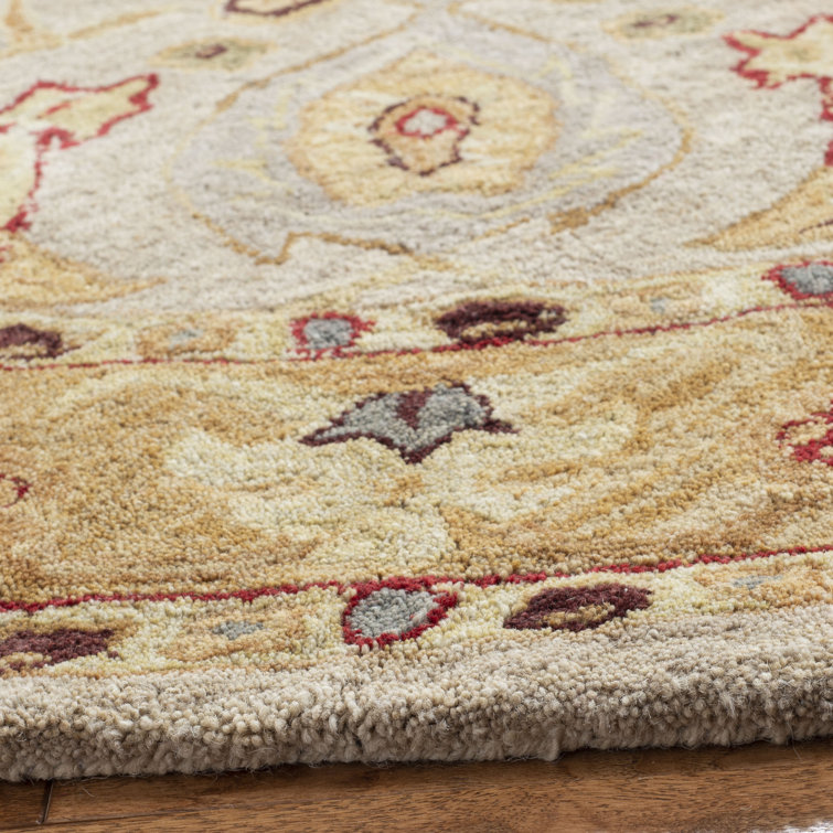 Handmade Ivory and Gold Wool Tufted Runner Rug 2'3" x 12'