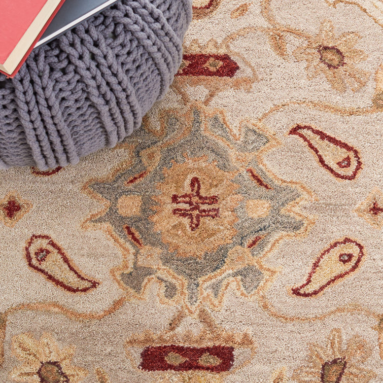 Ivory and Gold Handmade Tufted Wool Area Rug