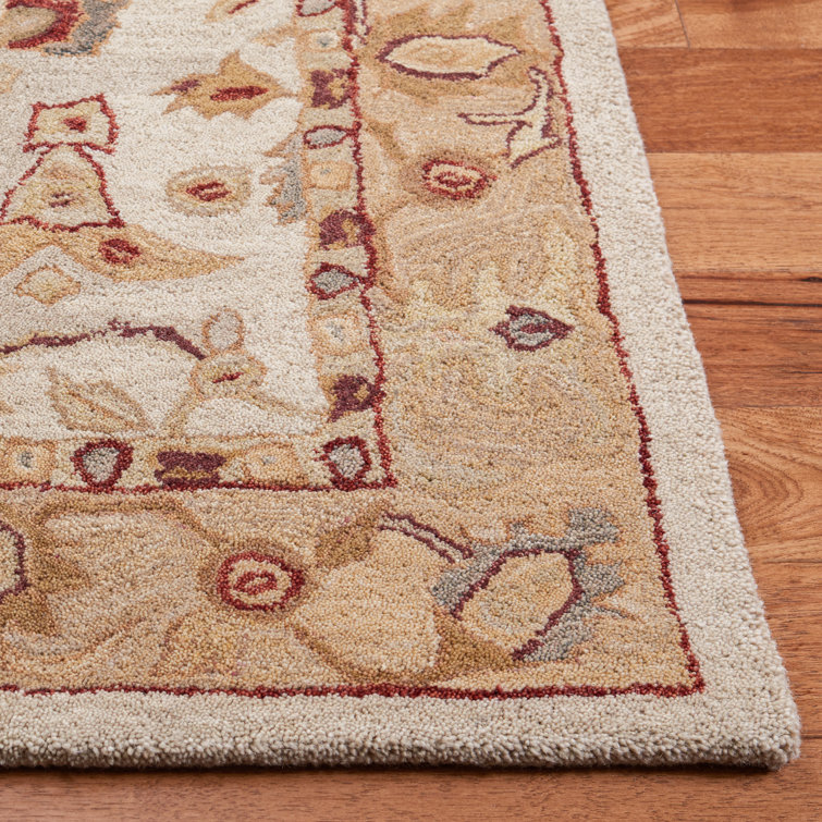 Ivory and Gold Handmade Tufted Wool Area Rug