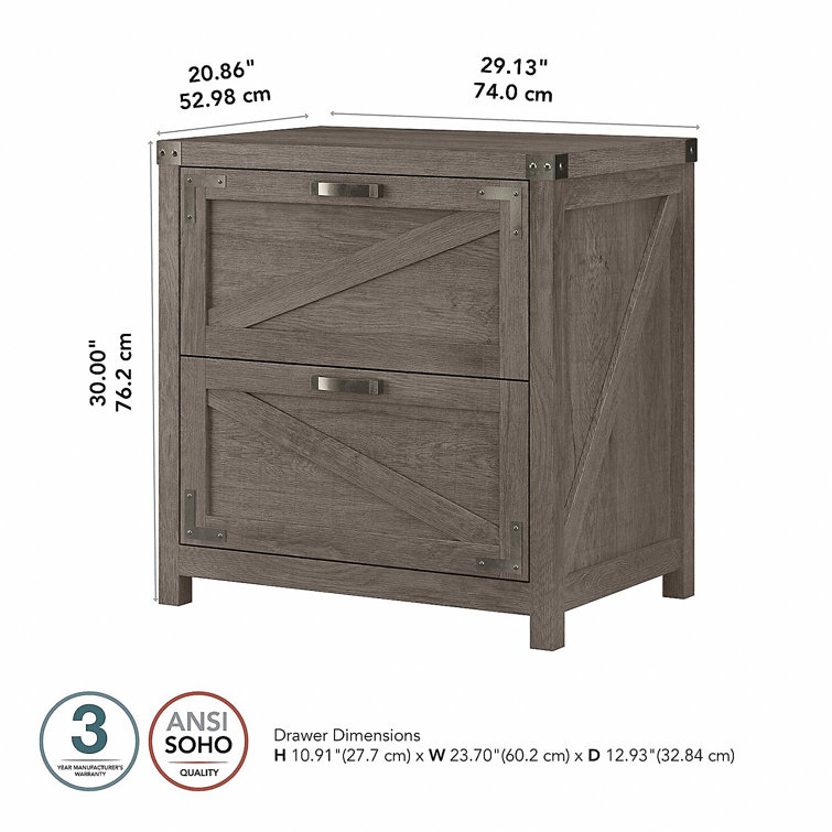 Restored Gray Modern Farmhouse 2-Drawer Lockable Lateral Filing Cabinet