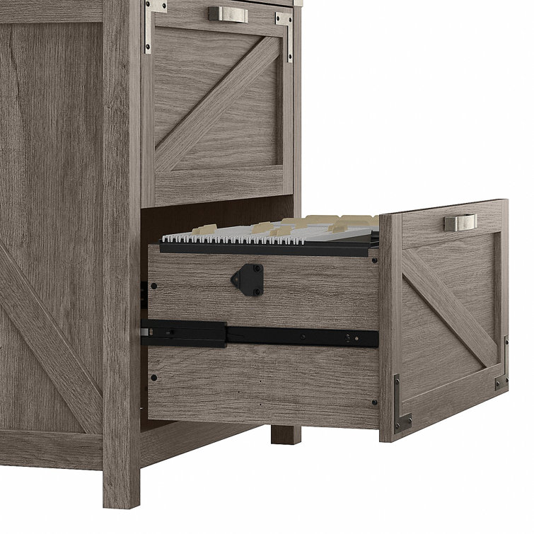 Restored Gray Modern Farmhouse 2-Drawer Lockable Lateral Filing Cabinet