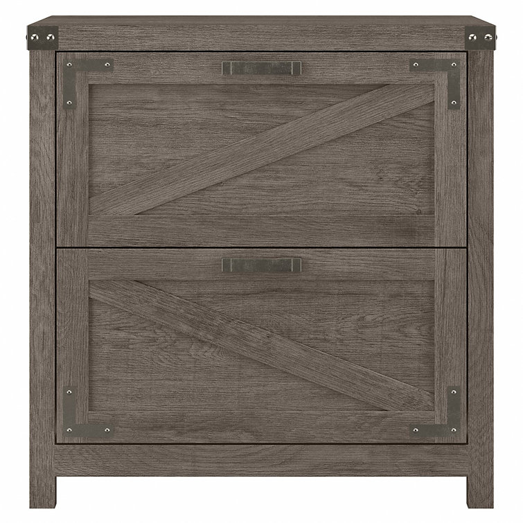 Restored Gray Modern Farmhouse 2-Drawer Lockable Lateral Filing Cabinet