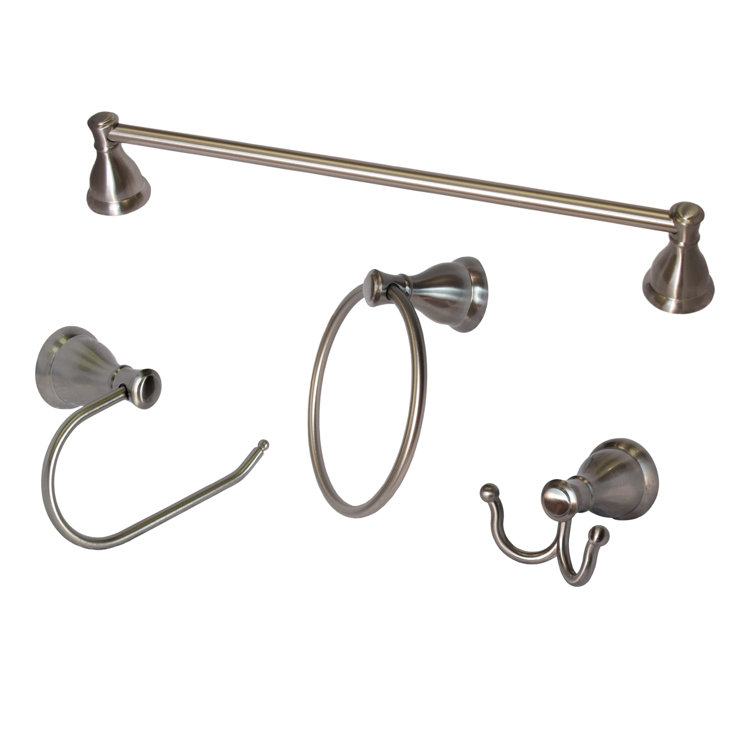 Satin Nickel 4-Piece Bathroom Hardware Set