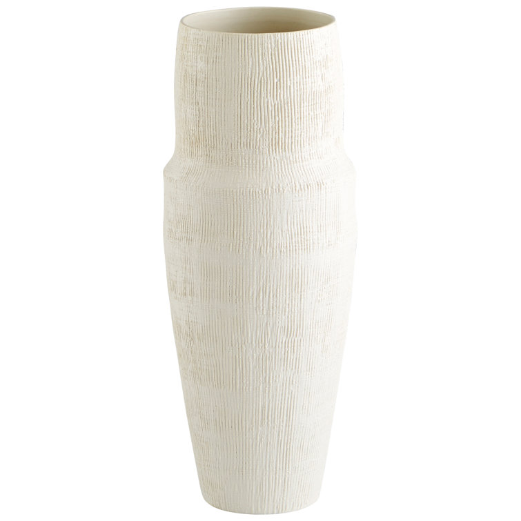 Leela Tall White Ceramic Textured Vase