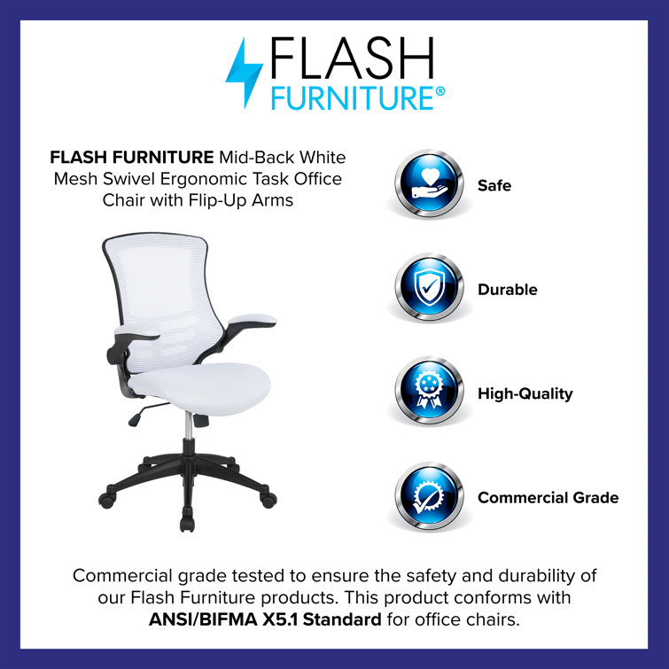White Mesh Ergonomic Task Chair with Adjustable Arms