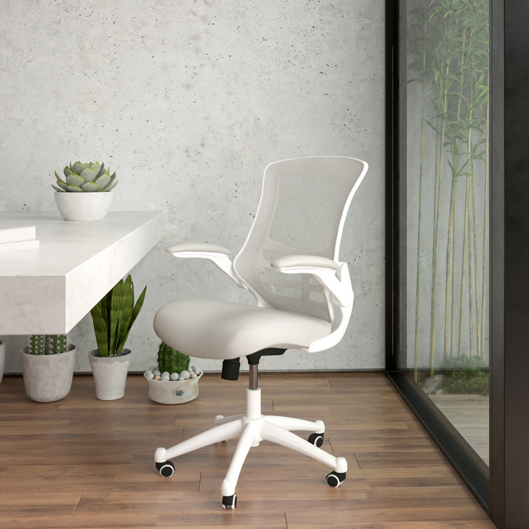Modern Blue Mesh and White Plastic Ergonomic Swivel Task Chair