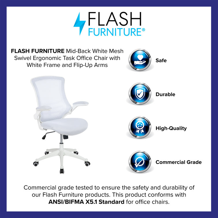White Mesh Ergonomic Task Chair with Adjustable Arms