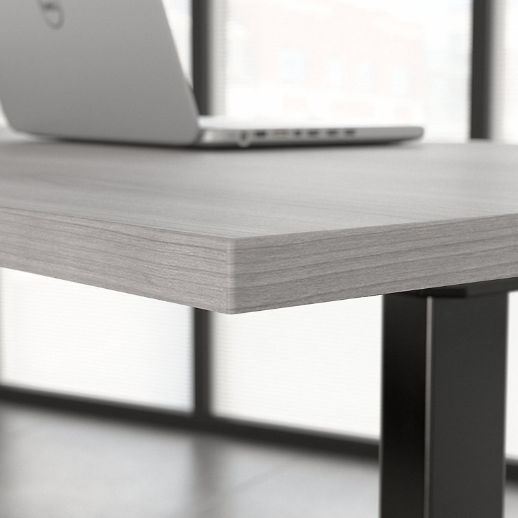 Move 60 Adjustable Height 59" Mocha Cherry & Black Standing Desk with Filing Cabinet