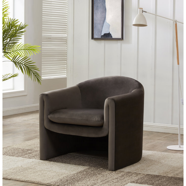 Olivia Dark Grey Velvet Contoured Accent Chair