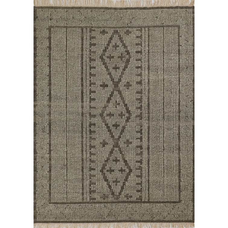 Bristol Handwoven Geometric Wool Blend Area Rug, 5' x 8', Natural