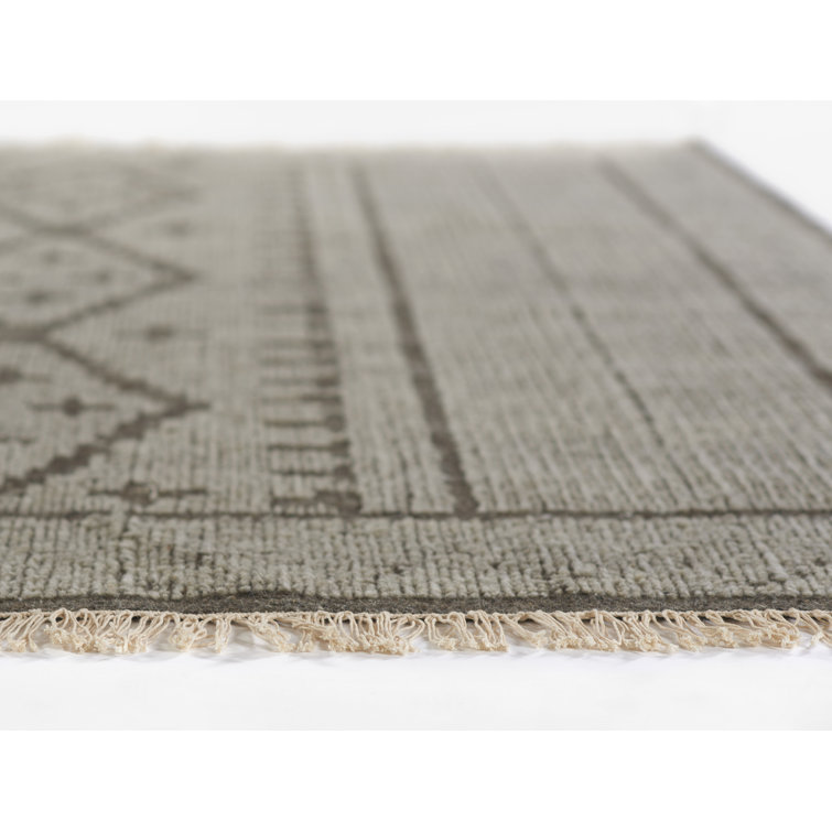 Bristol Handwoven Geometric Wool Blend Area Rug, 5' x 8', Natural