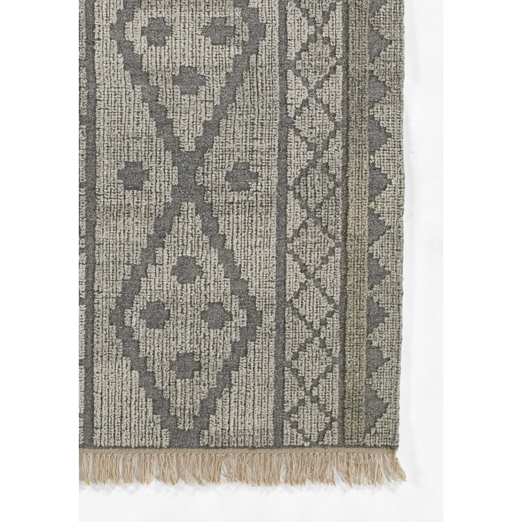 Handmade Rectangular Gray Wool Geometric Area Rug 2' x 3'