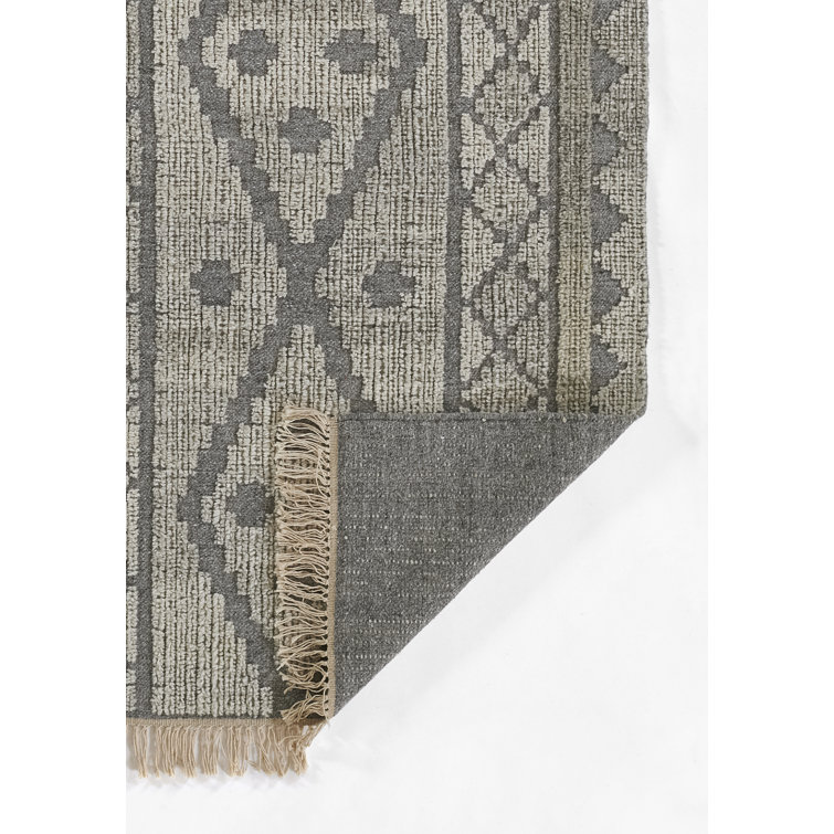 Handmade Rectangular Gray Wool Geometric Area Rug 2' x 3'