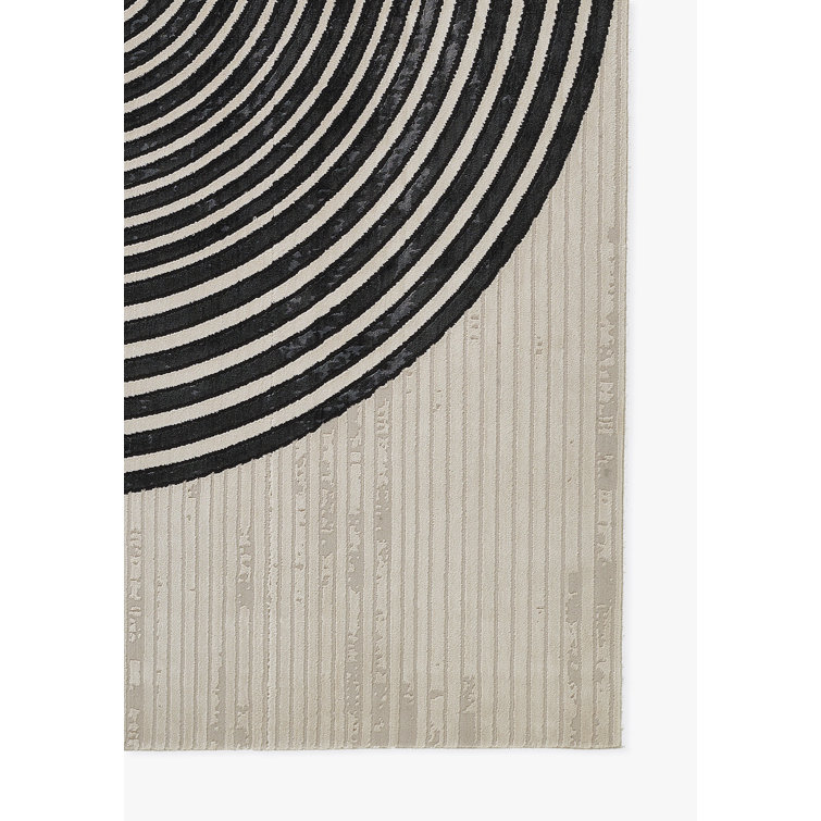 Xander Black Geometric Synthetic Area Rug, 3'11" x 5'7"