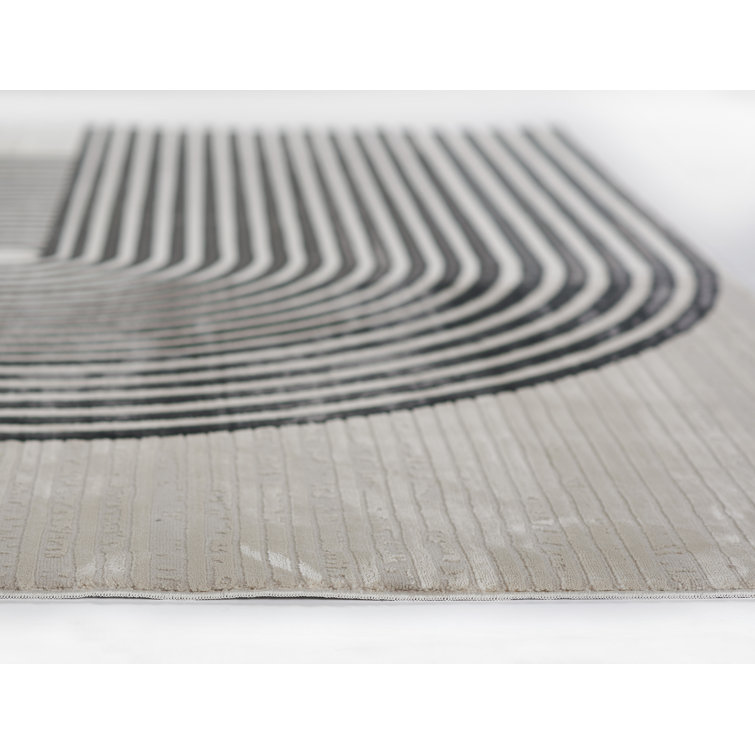 Xander Black Geometric Synthetic Area Rug, 3'11" x 5'7"