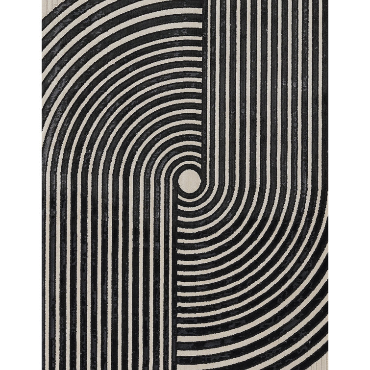 Xander Black Geometric Synthetic Area Rug, 3'11" x 5'7"