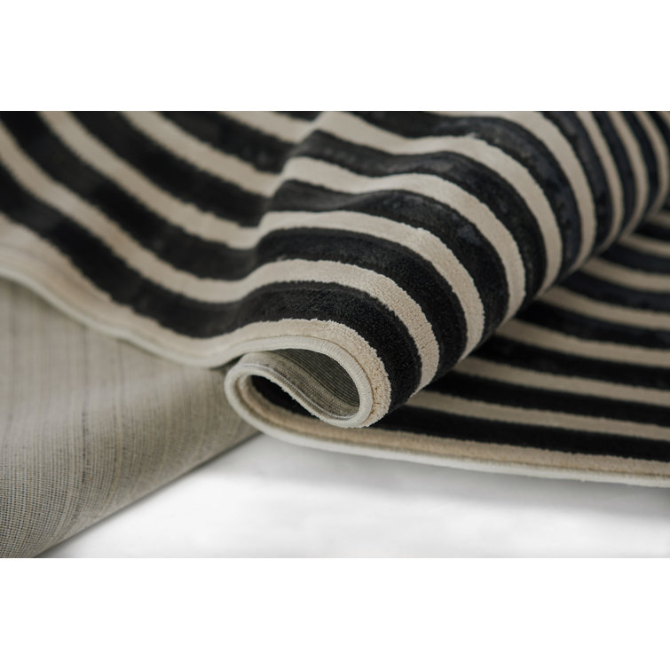 Xander Black Geometric Synthetic Area Rug, 3'11" x 5'7"
