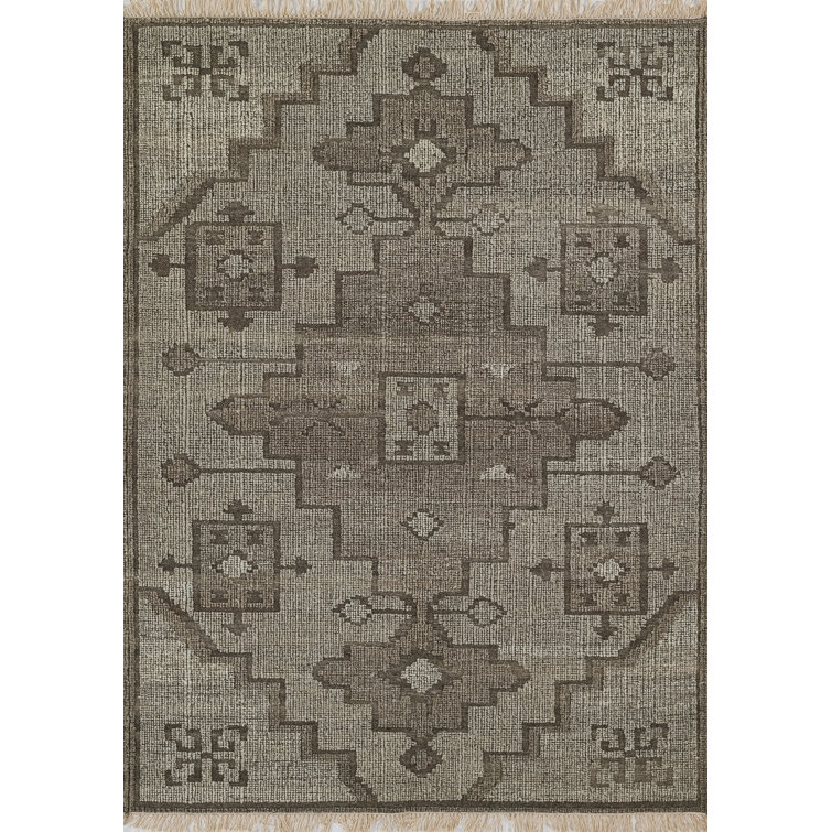 Handwoven Rectangular Gray Wool Area Rug 2' x 3'